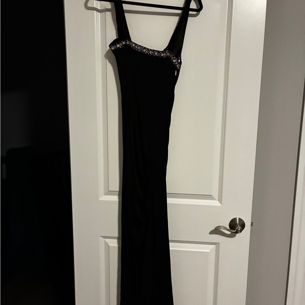Roberto Cavalli Black Maxi Dress with Silver Accents